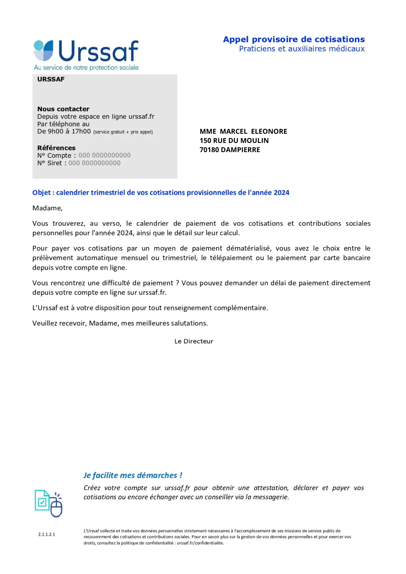 Notification de la régularisation de vos cotisations